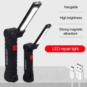 Rechargeable LED Work Light - 360 Degree Rotating Magnetic Base, Handheld Portable Light For Car Maintenance, Mechanical Work, Camping, Emergency (size: small)